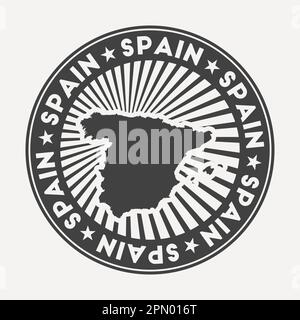 Spain round logo. Vintage travel badge with the circular name and map of country, vector illustration. Stock Vector
