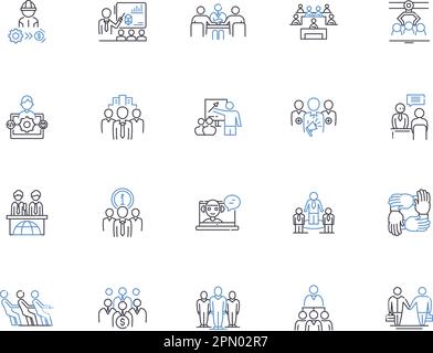 Corporative people outline icons collection. Corp, People, Employees, Colleagues, Executives, Managers, Professionals vector and illustration concept Stock Vector