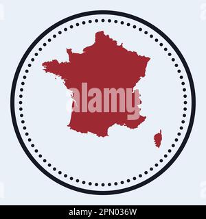 France round stamp. Round logo with country map and title. Stylish minimal France badge with map. Vector illustration. Stock Vector