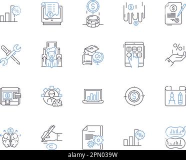 Social innovation outline icons collection. Social, Innovation, Entrepreneurship, Community, Change, Technology, Problem vector and illustration Stock Vector