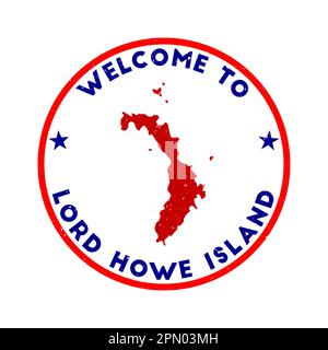 Welcome to Lord Howe Island stamp. Grunge island round stamp with texture in Midnight in Tokyo color theme. Stock Vector