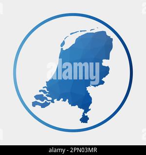 Netherlands icon. Polygonal map of the country in gradient ring. Round low poly Netherlands sign. Vector illustration. Stock Vector