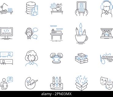 Freelance enterpreneur outline icons collection. Freelancer, Entrepreneur, Self-Employed, Independent, Contractor, Consultant, Freelance vector and Stock Vector