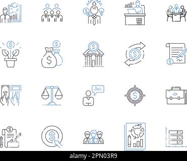 Accounting and documents outline icons collection. Accounting, Documents, Audit, Ledger, Payables, Receivables, Spreadsheet vector and illustration Stock Vector
