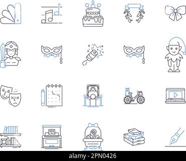 Creative professions outline icons collection. Artist, Photographer, Designer, Architect, Writer, Singer, Sculptor vector and illustration concept set Stock Vector