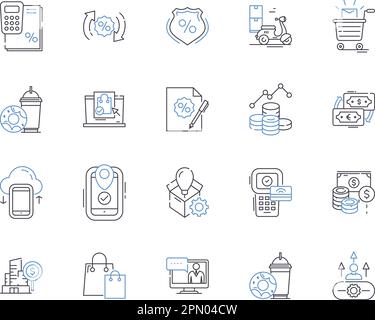 Market income outline icons collection. Income, Market, Earnings, Wages, Profits, Salaries, Remuneration vector and illustration concept set. Returns Stock Vector