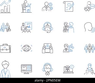 Career management outline icons collection. Career, Management, Planning, Goals, Opportunities, Growth, Advancement vector and illustration concept Stock Vector
