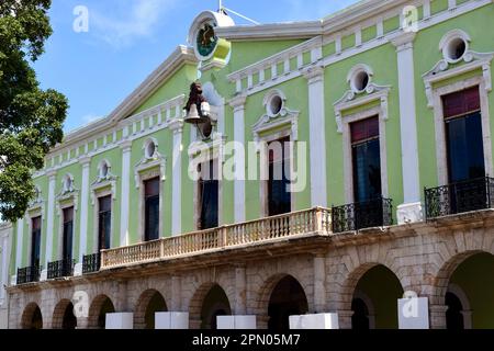 The beautiful colonial Palacio de Gobierno del Estado de Yucatan in the historic center of Merida, Yucatan, Mexico. Stock Photo
