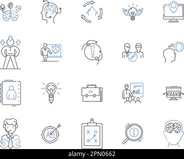 Corporation work outline icons collection. Corporate, work, management, business, organization, company, structure vector and illustration concept set Stock Vector