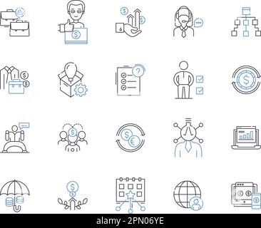 Social innovation outline icons collection. Social, Innovation, Entrepreneurship, Community, Change, Technology, Problem vector and illustration Stock Vector