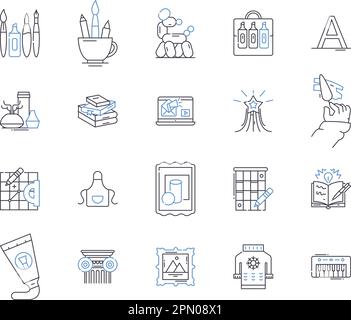 Handmade projects outline icons collection. handmade, project, DIY, crafting, creativity, design, tool vector and illustration concept set. material Stock Vector