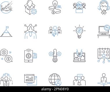 Enterprise work outline icons collection. Enterprise, Work, Management ...