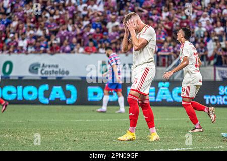 Fortaleza, Brazil. 15th Apr, 2023. CE - FORTALEZA - 04/15/2023 - BRASILEIRO A 2023, FORTALEZA X INTERNACIONAL - German Internacional player regrets a missed chance during a match against Fortaleza at the Arena Castelao stadium for the BRAZILIAN A 2023 championship. Photo: Lucas Emanuel/AGIF/Sipa USA Credit: Sipa USA/Alamy Live News Stock Photo