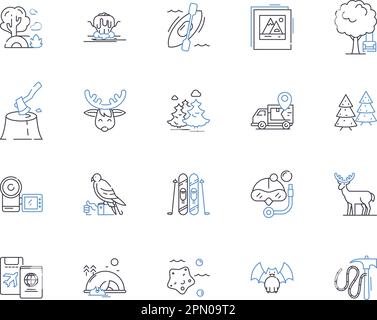 Wildnature trip outline icons collection. Wildnature, trip, hiking ...