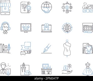 Freelance enterpreneur outline icons collection. Freelancer, Entrepreneur, Self-Employed, Independent, Contractor, Consultant, Freelance vector and Stock Vector