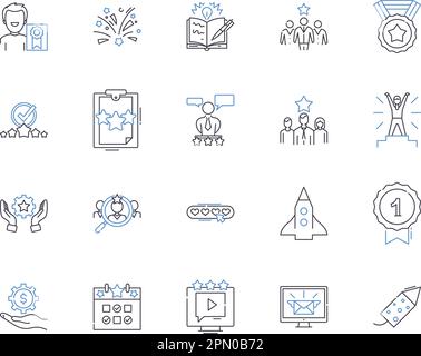 Success and money outline icons collection. Success, Money, Wealth, Profit, Achievement, Win, Gains vector and illustration concept set. Capital Stock Vector