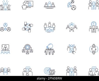 Corporative people outline icons collection. Corp, People, Employees, Colleagues, Executives, Managers, Professionals vector and illustration concept Stock Vector