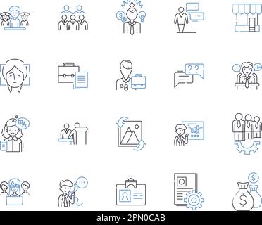 Career management outline icons collection. Career, Management, Planning, Goals, Opportunities, Growth, Advancement vector and illustration concept Stock Vector