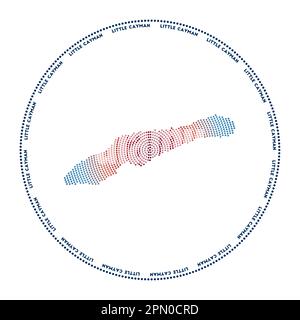 Little Cayman round logo. Digital style shape of Little Cayman in dotted circle with island name. Tech icon of the island with gradiented dots. Stock Vector