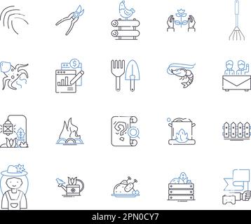 Farming factory outline icons collection. Farming, Factory, Agriculture ...