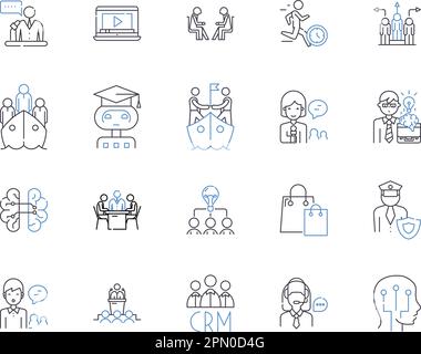 Career management outline icons collection. Career, Management, Planning, Goals, Opportunities, Growth, Advancement vector and illustration concept Stock Vector