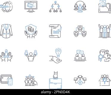 Corporate workshop outline icons collection. Corporate, Workshop