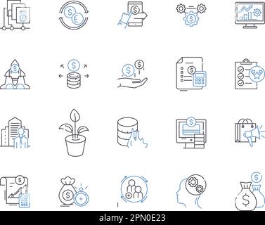 Online stores outline icons collection. e-commerce, shopping, stores, online, marketplace, retail, shop vector and illustration concept set. outlet Stock Vector