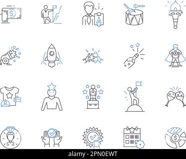 Success and money outline icons collection. Success, Money, Wealth, Profit, Achievement, Win, Gains vector and illustration concept set. Capital Stock Vector