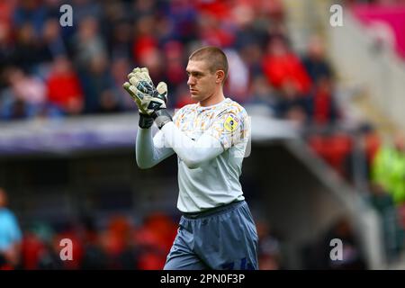 AESSEAL New York Stadium, Rotherham, England - 15th April 2023 Ethan Horvath Goalkeeper of Luton Town - during the game Rotherham United v Luton Town, Sky Bet Championship,  2022/23, AESSEAL New York Stadium, Rotherham, England - 15th April 2023 Credit: Arthur Haigh/WhiteRosePhotos/Alamy Live News Stock Photo