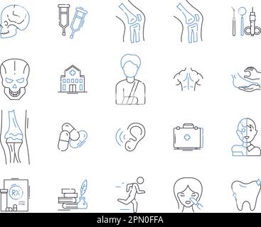 Therapy center outline icons collection. Therapy, Center, Mental, Counselling, Support, Clinic, Wellness vector and illustration concept set Stock Vector