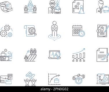 Social innovation outline icons collection. Social, Innovation, Entrepreneurship, Community, Change, Technology, Problem vector and illustration Stock Vector