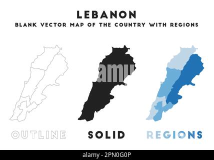 Lebanon map. Borders of Lebanon for your infographic. Vector country shape. Vector illustration. Stock Vector