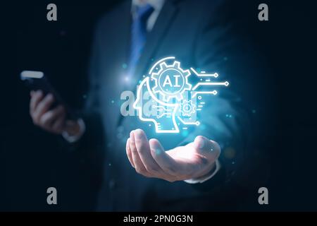 Human life with Artificial Intelligence, Data in computer technology Stock Photo