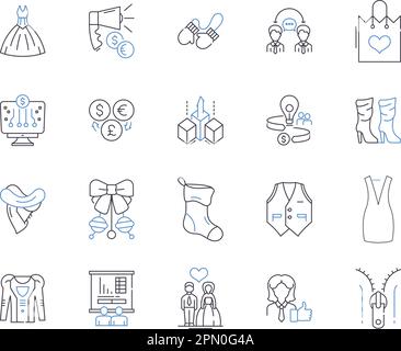 Fashion factory outline icons collection. Fashion, Factory, Garment, Clothing, Manufacturing, Textile, Style vector and illustration concept set Stock Vector