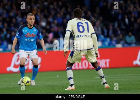 Naples, Italy. 15th Apr, 2023. Stanislav Lobotka of Napoli during SSC Napoli vs Hellas Verona, italian soccer Serie A match in Naples, Italy, April 15 2023 Credit: Independent Photo Agency/Alamy Live News Stock Photo