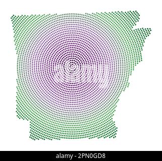Arkansas dotted map. Digital style shape of Arkansas. Tech icon of the US state with graduated dots. Astonishing vector illustration. Stock Vector