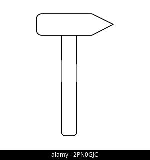 Hammer icon, handyman tool for home repair, doodle style flat vector outline illustration for kids coloring book Stock Vector
