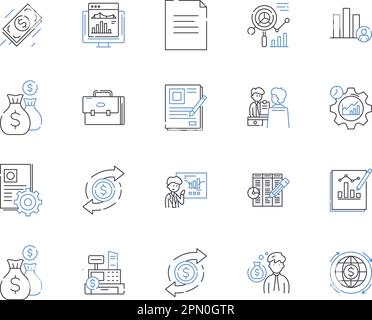 portfolio management outline icons collection. Portfolio, Management, Investment, Asset, Stocks, Bonds, Risk vector and illustration concept set Stock Vector