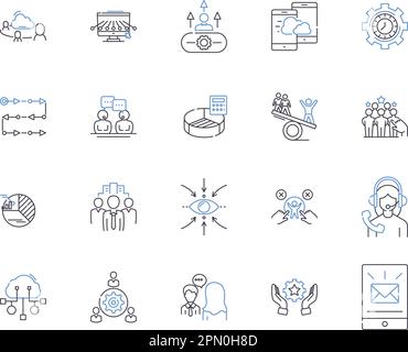 Personal development outline icons collection. Growth, Learning, Self-improvement, Goals, Reflection, Motivation, Habits vector and illustration Stock Vector