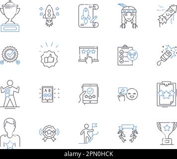 Success and money outline icons collection. Success, Money, Wealth, Profit, Achievement, Win, Gains vector and illustration concept set. Capital Stock Vector