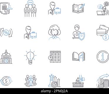 Stock trading outline icons collection. Trading, Stocks, Shares, Brokerage, Day-trading, Bull, Bear vector and illustration concept set. Investing Stock Vector