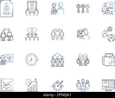 Business coworking outline icons collection. Co-working, Business, Office, Shared, Networking, Space, Collaboration vector and illustration concept Stock Vector