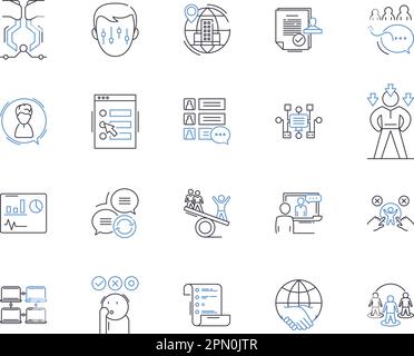 Organizational development outline icons collection. Organization, Development, Change, Management, Process, Learning, Structures vector and Stock Vector