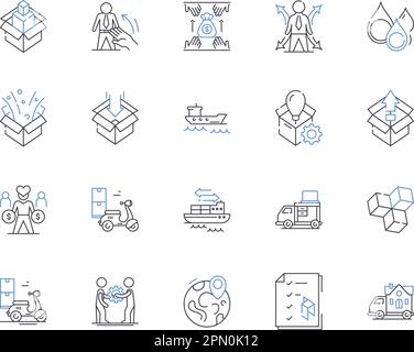Courier services outline icons collection. Courier, Services, Delivery, Shipping, Logistics, Mail, Packaging vector and illustration concept set Stock Vector