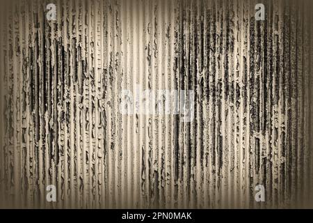 old roofing iron which the surface is flaking and damaged in sepia with copy space for a design Stock Photo