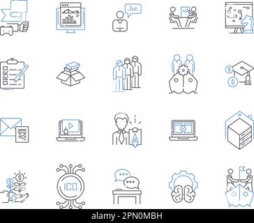 Balanced scorecard outline icons collection. Scorecard, Balanced, Metrics, Performance, Strategize, Objectives, Financial vector and illustration Stock Vector
