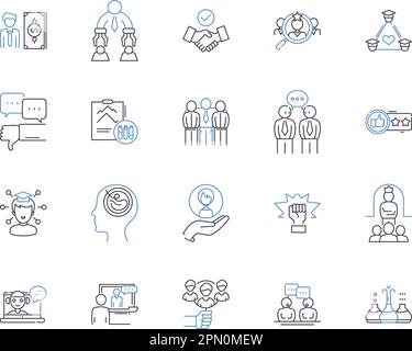 Startup education outline icons collection. Entrepreneurship, Incubation, Venture, Funding, Mentorship, Marketing, Networking vector and illustration Stock Vector