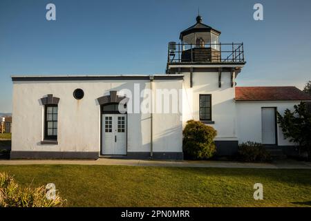 WA23330-00...WASHINGTON - Point No Point Lighthouse built in 1879 to keep boats off the Point No Point shoal at the entrance to the Puget Sound. Stock Photo