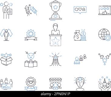 Success and money outline icons collection. Success, Money, Wealth, Profit, Achievement, Win, Gains vector and illustration concept set. Capital Stock Vector