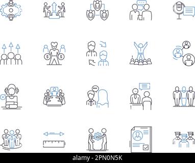 Workforce comrades line icons collection. Teamwork, Collaboration ...